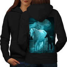 Stallion Friendship Sweatshirt Hoody Horse Moon Women Hoodie Back - £17.68 GBP