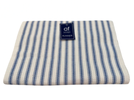 C &amp; F Home Cotton Tick Table Runner Blue White Stripe 100% Cotton 13 x72... - $22.74