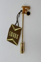 Swank Gold Tone Letter F Black Enamel Stick Pin Lapel Pin - £15.65 GBP