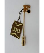 Swank Gold Tone Letter F Black Enamel Stick Pin Lapel Pin - $28.01 CAD