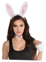 Sexy 5 Pc Deluxe Naughty Bunny Costume Set White Ears Cuffs Tail - £20.99 GBP