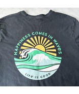 Life Is Good Happiness Comes in Wave Black Long Sleeve T-Shirt - Men&#39;s S... - €20,28 EUR