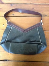 Robert Pietri Dark Forest Green Brown Genuine Leather Handbag Purse Spain - $49.99