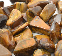 Three Golden Tiger Eye 20mm Tumbled Stones Healing Crystal Wealth Good Luck - $7.23