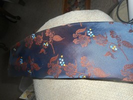 Grenada by Excello 100% Polyester Dark Brown leaves w Yellow and Blue flowers - £15.97 GBP