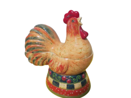 Vintage Ceramic Rooster Chicken Cookie Jar 11.5&quot;T Farm Country Theme - £19.38 GBP