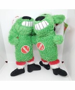 2 Multipet Holiday Dog Toys Santa 6&quot; Green Christmas Squeaker New - $13.66 CAD
