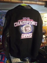 NFL Men&#39;s NY Giants Superbowl XLII Champions Embroidered Jacket Black Size Med. - £38.36 GBP