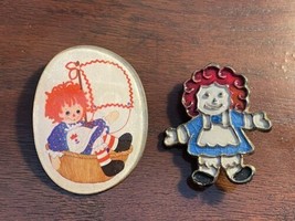 Two Vintage Raggedy Ann Brooch Pin 1.75” - $11.29
