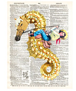Art N Wordz Seahorse Rodeo Cowgirl Dictionary Page Pop Art Wall Art Prin... - €21,30 EUR
