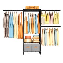 Closet Organizer System,Expandable Wall Mounted Clothes Rack,Heavy-Duty Metal Cl - £124.32 GBP