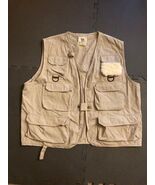 Sportfisher Fly Fishing Vest Khaki Lamb Skin Patch 6 Pockets Loops Mens ... - $11.75