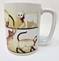 Vintage Otagiri Japan Cats with Bows Coffee Cup Mug Orange Striped Siamese W2 - $12.99