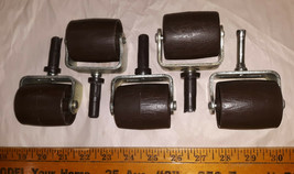 21HH49 SET OF 4 BEDFRAME ROLLERS, WITH INSERT SLEEVES, AND 1 WITH BENT STEM - £9.50 GBP