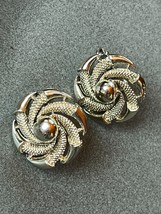 Vintage Coro Signed Marked Goldtone Round Swirl Clip Earrings – 7/8th’s inches i - £10.46 GBP