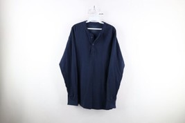 Vintage LL Bean Mens XL Wool Blend Rivers Driver Long Sleeve Henley T-Shirt Blue - £35.00 GBP