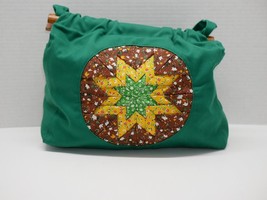 VTG Handmade Quilt Bag Purse Handbag Wood Handles Festival Boho Judy Fle... - £23.97 GBP