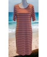 LuLaRoe Carley Womens  Shift Dress Size L Orange Striped - £16.25 GBP