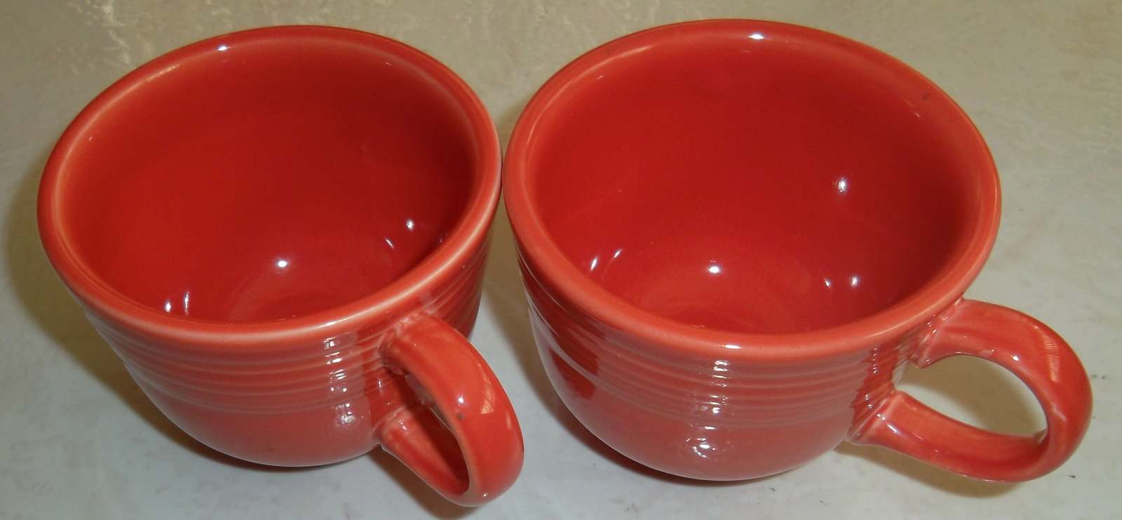 Fiesta (2) Small Mugs, Cups in Mango Red Color Ceramic Mugs by Homer Laughlin- L Item image 3
