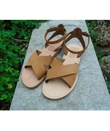 Women&#39;s Handmade Greek Leather Ankle Strap Nubuck Sandals - £38.37 GBP