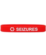Seizures Medical Alert Wristband Bracelet in Red with White Text - £2.27 GBP