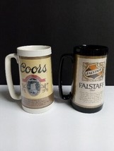 Falstaff &amp; Coors Beer 16oz Thermo Serv Insulated Plastic Souvenir Mug Lo... - £15.35 GBP