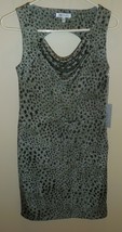 Jennifer Lopez Black Grey Cheetah Print Dress Womens Size XS Sleeveless New - £15.45 GBP