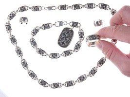 Retro Zina Sterling Bracelet, Necklace, earrings, pendant, and ring set - £366.33 GBP