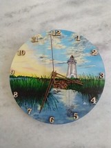 hand painted wood wall clock - £21.11 GBP