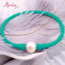 10mm Round Freshwater  Silicone Bracelet Stone Beads Casual Waterproof For Mothe - £11.48 GBP
