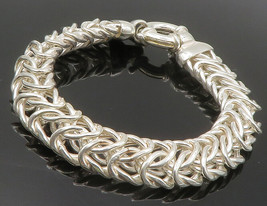 925 Sterling Silver - Shiny Polished Byzantine Link Chain Bracelet - BT5188 - £97.44 GBP