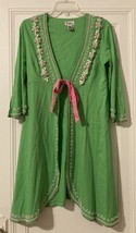 Lilly Pulitzer Green Cowrie Shell Pink Bow Resort Jacket Caftan Cover Up Small S - £89.68 GBP