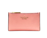 New Kate Spade Leila Small Slim Bifold Wallet Pebble Leather Peachy Rose - £41.59 GBP