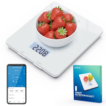 Bluetooth Food Scale with App, Digital Smart Kitchen Scale, Glass, White - $35.97