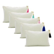5pcs 16oz Plain Cotton Clutch Handbag White Cotton Canvas Cosmetic Bag Color Tel - £141.02 GBP
