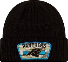 Mens New Era Carolina Panthers Salute to Service Knit Beanie - BLACK - OSFM - £18.28 GBP