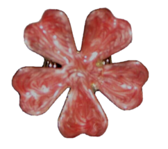 Antique Pink Enamel Delicately Painted Flower Ring Stretch Band S[ze 6 to 8 - £12.66 GBP
