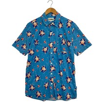 Tipsy Elves Shirt Mens XL Blue Christmas Santa Pool Novelty Beach Button Up - $23.75