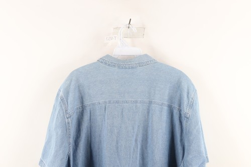 Vtg 90s Womens 20W Distressed Country Primitive Bear Flower Denim Button Shirt Item image 11