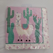 Llama Party Napkins Lunch In Size Cactus Pink Green 20 Count - £6.32 GBP