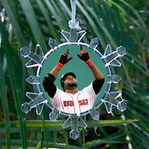 Boston Red Sox David Ortiz Snowflake Blinking Holiday Christmas Tree Orn... - £13.02 GBP