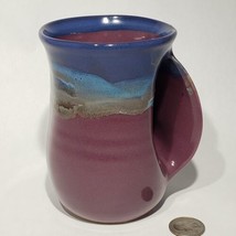 Neher Purple Passion Right Handed Hand Warmer Mug Clay in Motion 2017 Signed - £15.11 GBP