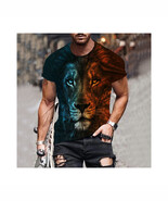  Lion Print T Shirt   Bold 3D Crew Neck Short Sleeve - Fashion Tee - $377.73 MXN