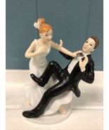 Bride and Groom Comical Wedding Cake Top  Take Plunge Cake Topper - $20.68