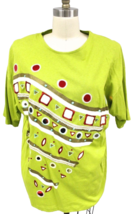 VTG 1980s Cache Cotton Tunic Top Bold Intarsia Knit Bedazzled Embellishe... - $88.11