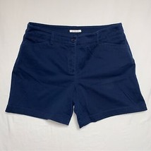 Shorts Women&#39;s 12 Navy Blue Stretch Chino Sport High Rise Flat Front JON... - $31.68