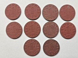 Vintage WWII OPA Red  1 Point Ration Token Lot Of 10 PB77 - $18.99