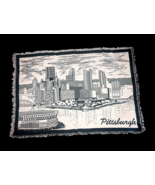 City Of Pittsburgh Super Soft Throw Blanket Green White Fringe 100% Cott... - $51.54 CAD