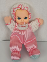 Vtg Playskool My Very Soft Baby Doll Vinyl Face Squeaker Pink Satin Hearts 1995 - £25.22 GBP