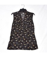 JKLA Women’s Sleeveless V-Neck Blouse Large Black Retro Circle Print Top... - €9,77 EUR